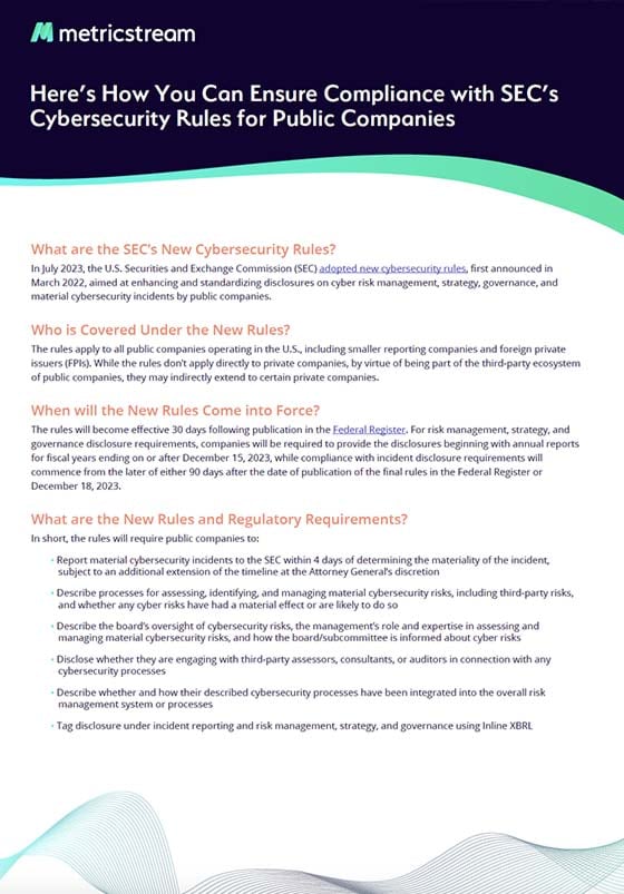 Compliance With Secs Cybersecurity Rules Metricstream