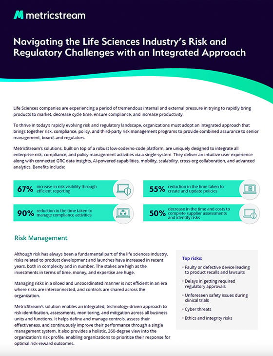 Life Sciences Industry's Risk and Regulatory Challenges